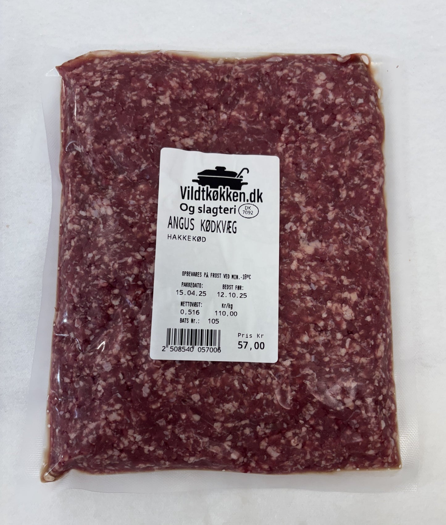 Hakket oksekød 8-12% fedt 500g